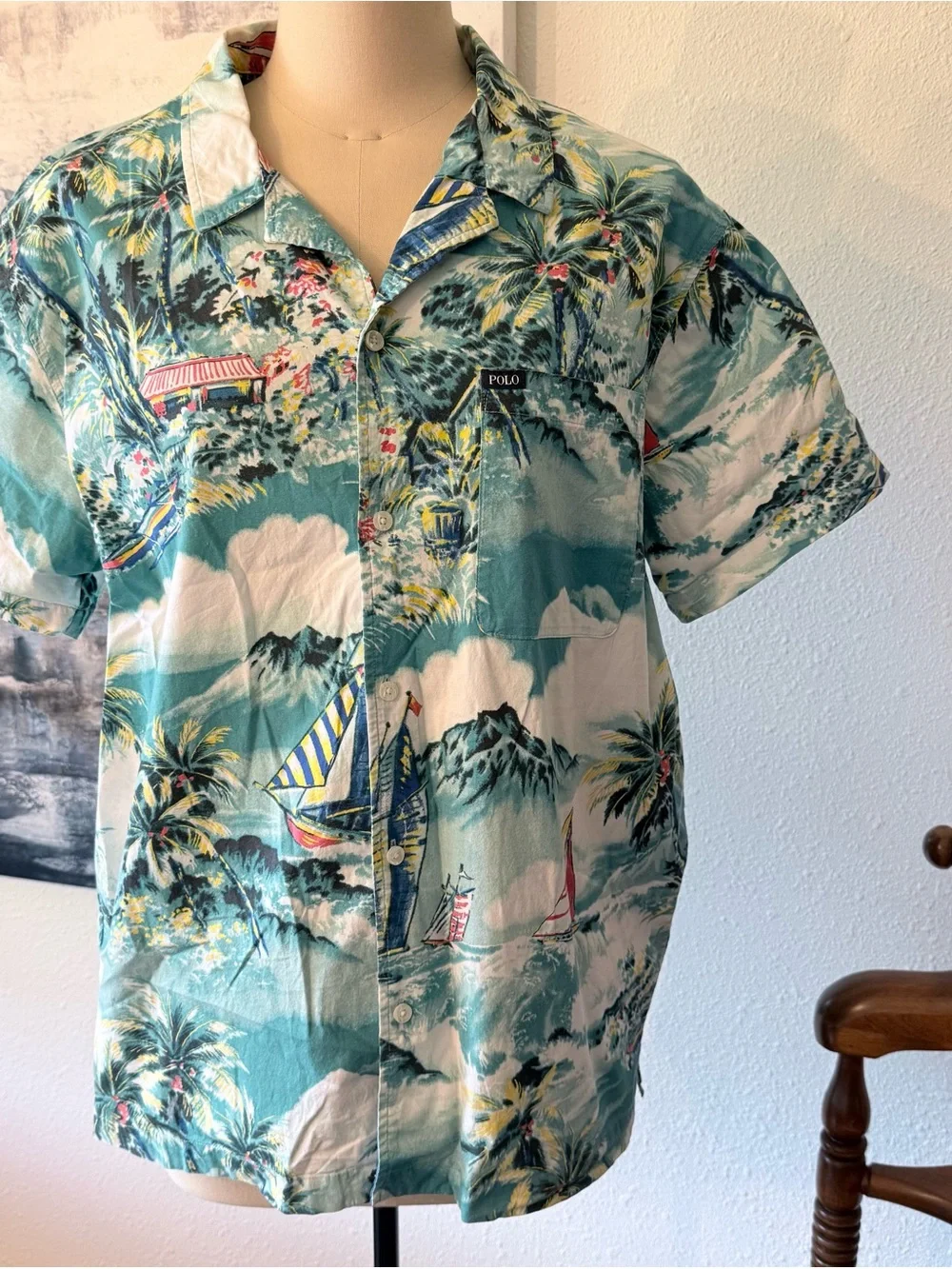 Polo Ralph Lauren Aloha Camp Button Down Shirt Men's Medium Hawaiian Tropical /F